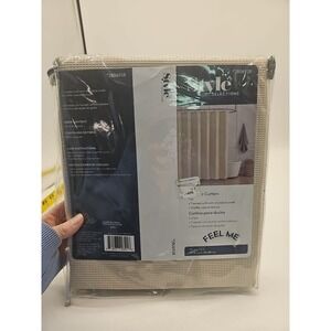 Style Selectio Waffle Weave Shower Curtain 70x72 Beige New